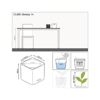 Lechuza Cube Glossy 14 Wit hoogglans