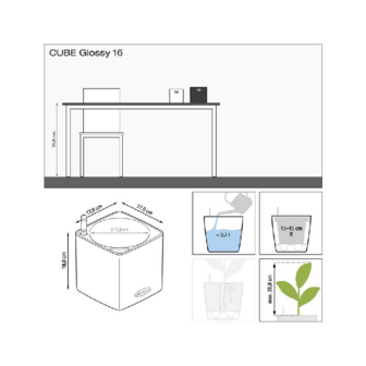 Lechuza Cube Glossy 16 Wit hoogglans