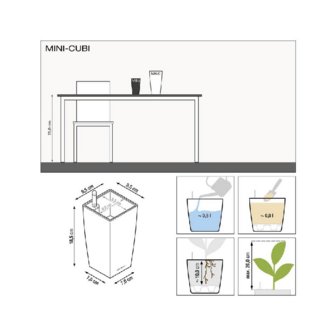 Lechuza Mini Cubi Tafel bloempot Wit hoogglans