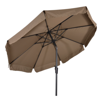 Libra parasol met volant taupe 3 m