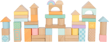 Pastel houten bouwblokken - 50 stuks