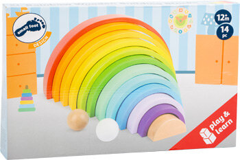 Houten bouwblokken regenboog XL