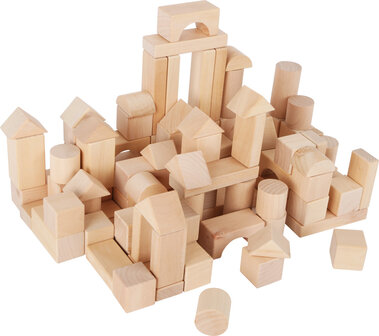 Houten blokken + handige tas - blank - 100 stuks