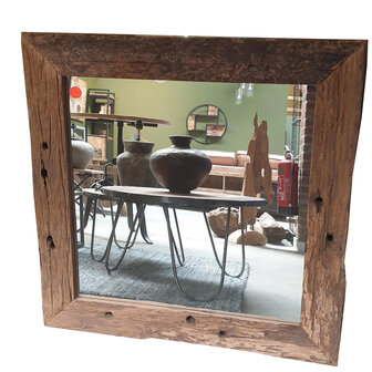 Vierkante Spiegel met houten frame 80cm