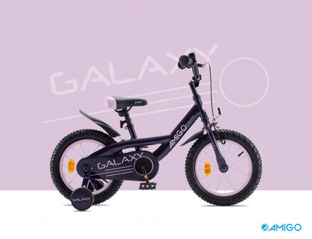 AMIGO Galaxy 14 Inch 22,5 cm Meisjes Terugtraprem Paars/Roze