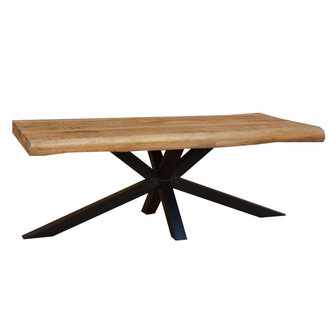 Koffietafel Live Edge Mangohout 130x80cm met Spinpoot