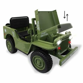 Accuvoertuig Jeep Willys MB Leger Groen 12V