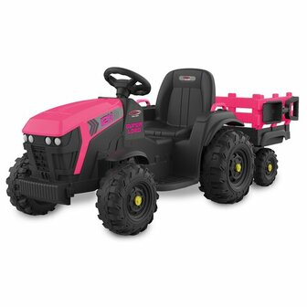 Accuvoertuig tractor Super Load met Trailer Roze 12V