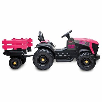 Accuvoertuig tractor Super Load met Trailer Roze 12V