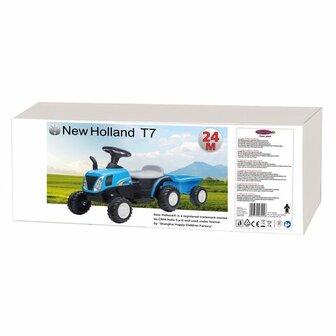 Accuvoertuig Tractor New Holland met Trailer Blauw 6V