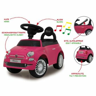 Loopauto Fiat 500 Roze