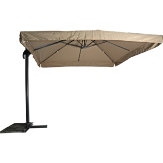 Virgo zweefparasol met volant taupe 3x3 m