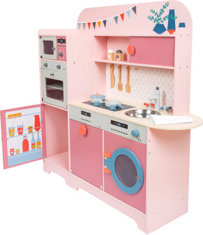 Houten Speelkeuken Gourmet Roze, 12dlg.