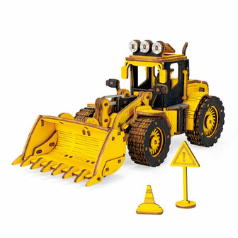 Houten Puzzel 3D Bulldozer Robotime 18&times;6,5x9cm