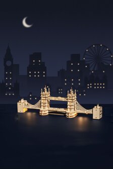 3D Houten Puzzel Tower Bridge incl. verlichting Robotime, 36&times;7,5&times;11,1cm