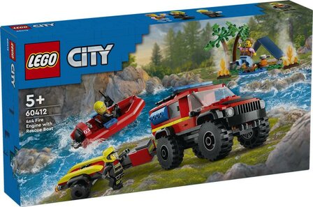 LEGO City Brandweer 4x4 brandweerauto met reddingsboot