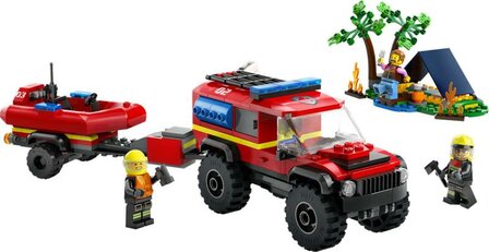 LEGO City Brandweer 4x4 brandweerauto met reddingsboot