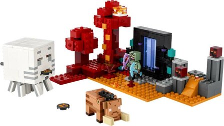 LEGO Minecraft Hinderlaag bij het Nether-portaal