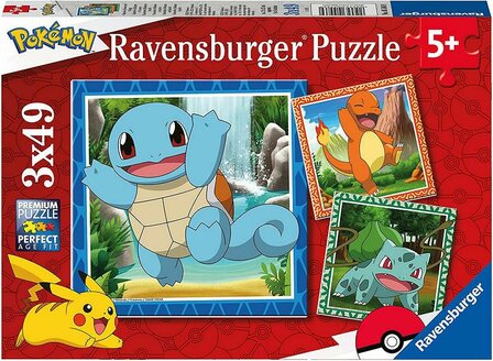 Puzzel 3x49 stukjes Pokemon