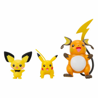 Pokemon Evolution Multipack Speelfiguren - Pichu, Pikachu &amp; Raichu