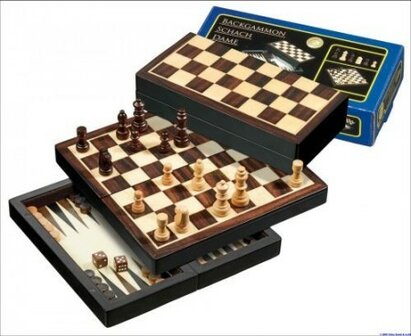 Reis Schaak/Dam/Backgammon Kassette Veld 22 mm, Koningshoogte 42 mm Magnetisch