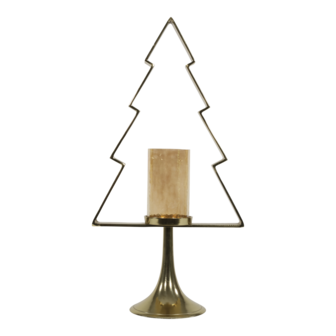 Kerstboom Aurum met windlicht alu goud met goud glas 70cm