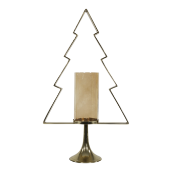 Kerstboom Aurum met windlicht alu goud met goud glas 89cm