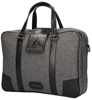 Thomas - Tweed Laptoptas Zwart/Zwart