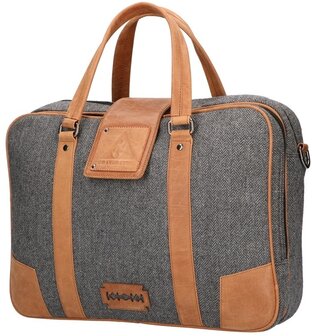 John - Tweed Laptoptas Grijs/Bruin