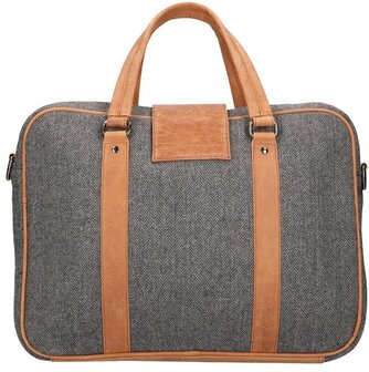 John - Tweed Laptoptas Grijs/Bruin