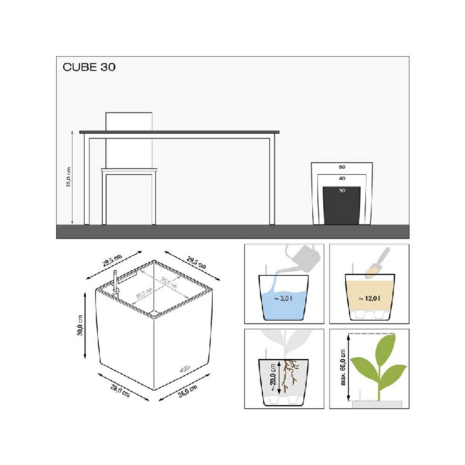 Lechuza Cube premium 30 Zwart hoogglans