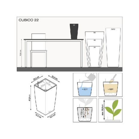 Lechuza Cubico premium 22 Zwart hoogglans