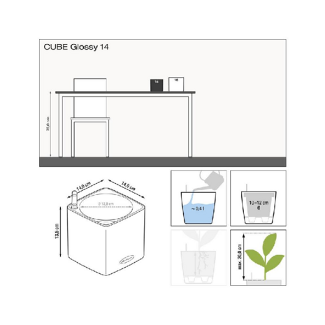 Lechuza Cube Glossy 14 Wit hoogglans