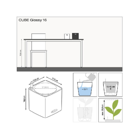 Lechuza Cube Glossy 16 Wit hoogglans