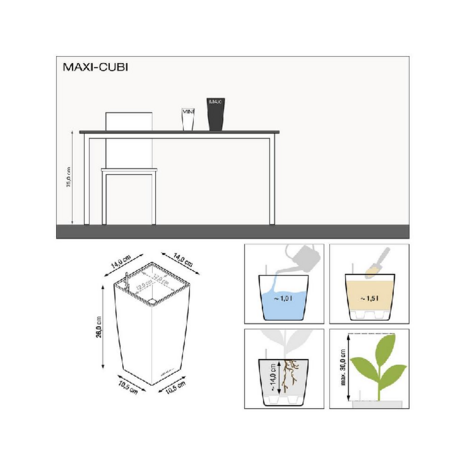 Lechuza Maxi Cubi Tafel bloempot Wit hoogglans