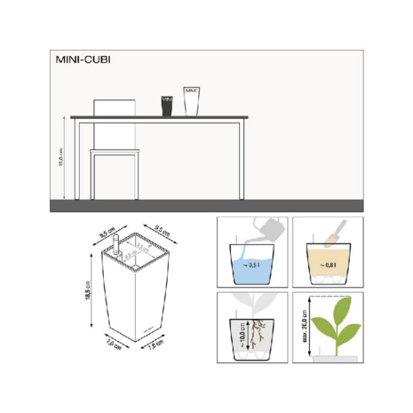 Lechuza Mini Cubi Tafel bloempot Wit hoogglans