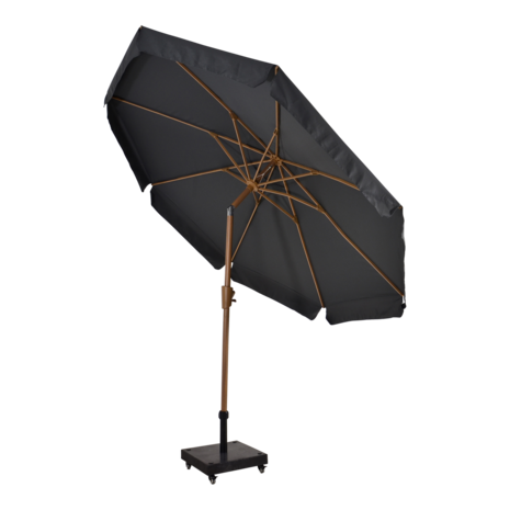 Parasol Libra houtlook grijs - volant - Ø3mtr