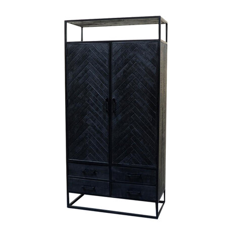 Kast Jax Zwart 2 deuren, 4 lades 100cm