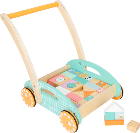 Loopwagen Auto Junior 36 Cm Hout/staal Blauw/oranje