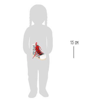 Houten schoen - oefenen met veters strikken!