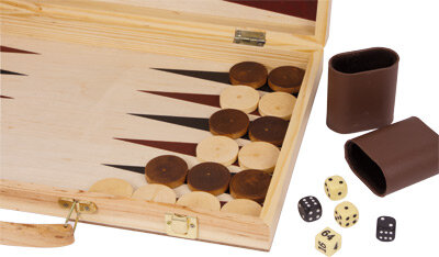 Speelkoffer Schaak- en Backgammon 52 cm hout naturel