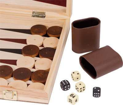 Speelkoffer Schaak- en Backgammon 52 cm hout naturel