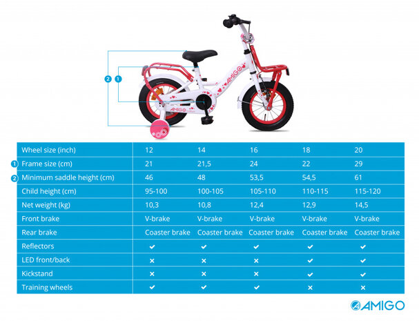 AMIGO Sweetheart 16 Inch Meisjes Terugtraprem Wit