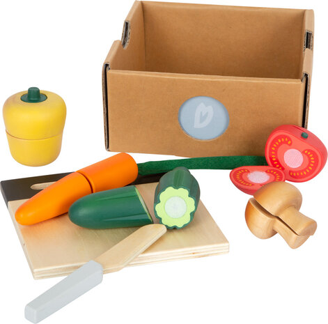 Groentebox met snijbare houten groentes