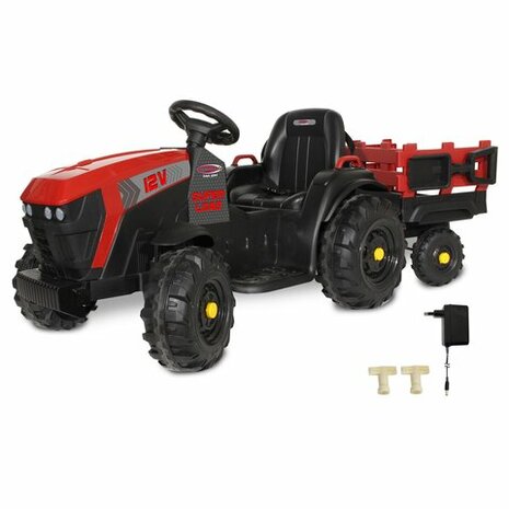 Accuvoertuig tractor Super Load met Trailer Rood 12V