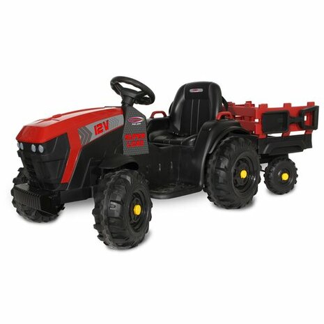 Accuvoertuig tractor Super Load met Trailer Rood 12V