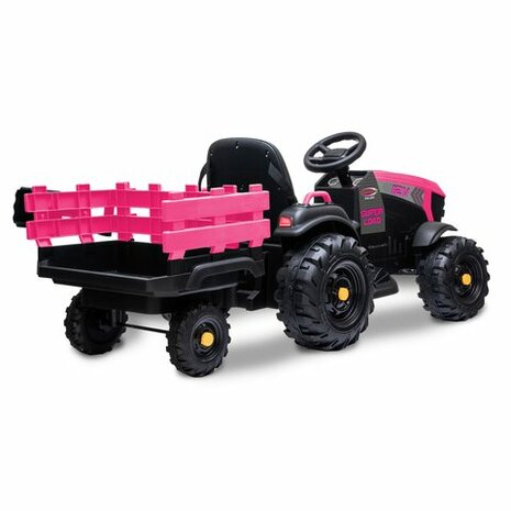 Accuvoertuig tractor Super Load met Trailer Roze 12V