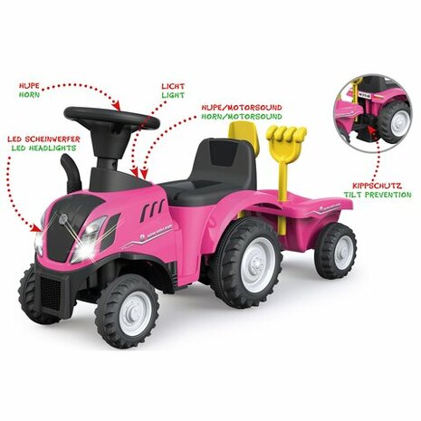 Loopauto Tractor New Holland T7 Roze