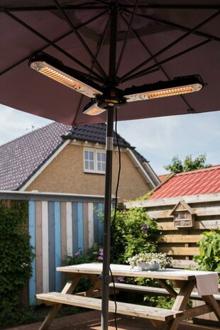 Sunred Terrasverwarmer Bright Parasol Zwart/Zilver 2000 Watt