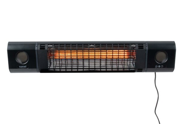 Sunred Terrasverwarmer Sun and Sound Ultra Wand Zwart 2000 Watt